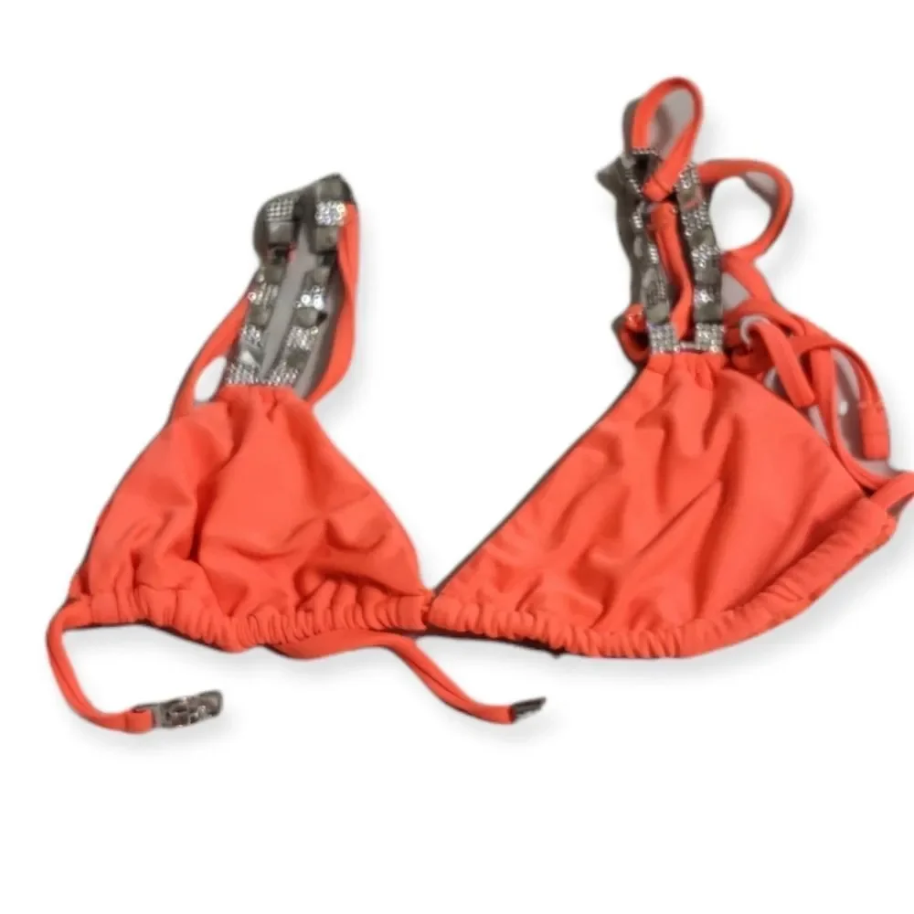 BEACH BUNNY "Cosmic‎ Jewel" Neon Orange Bikini (Top L, Bottom XS) - Picture 2 of 9